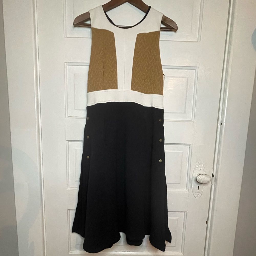 Anthro Maeve Sleeveless Cable Knit Color Block Dress w/ Exposed Zipper